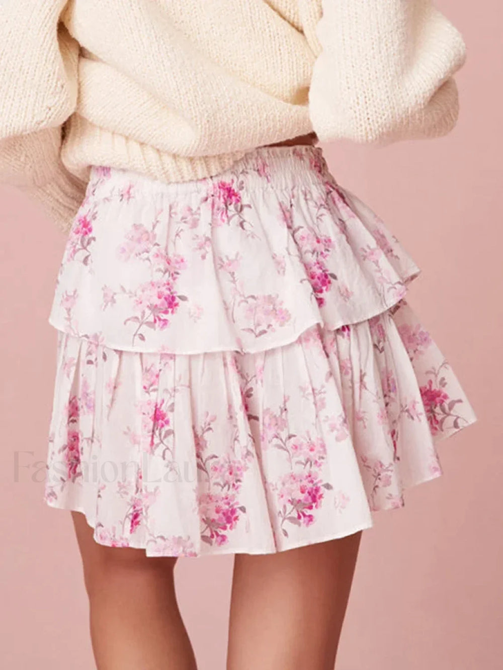 Tiered Floral Flowy Mini Skirt