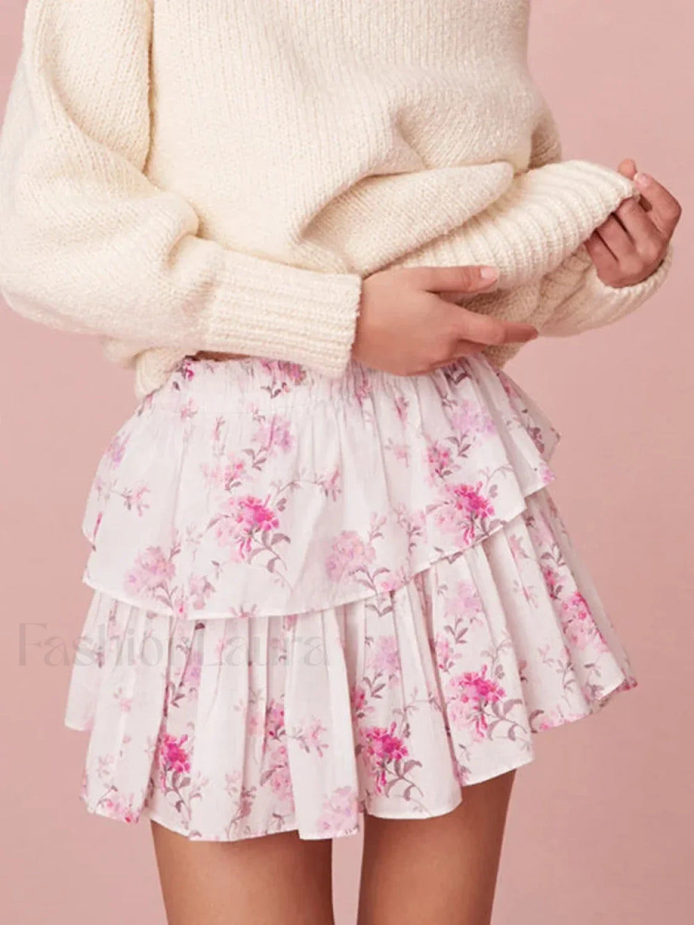 Tiered Floral Flowy Mini Skirt