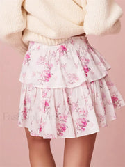 Tiered Floral Ruffle Mini Skirt
