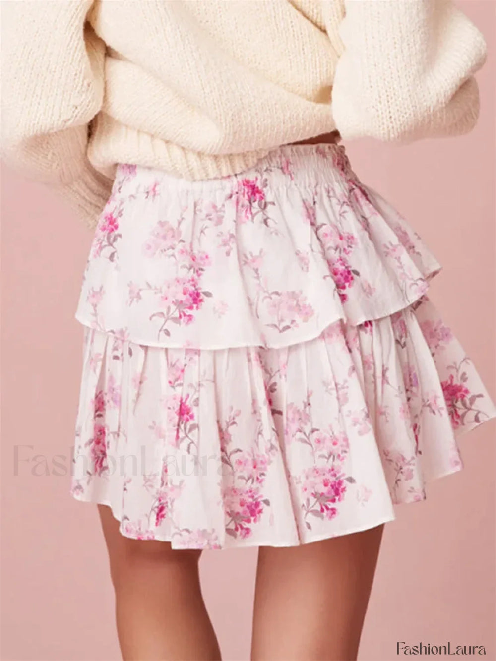 Tiered Floral Ruffle Mini Skirt