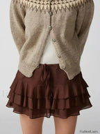 Tiered Ruffle Drawstring Mini Skirt