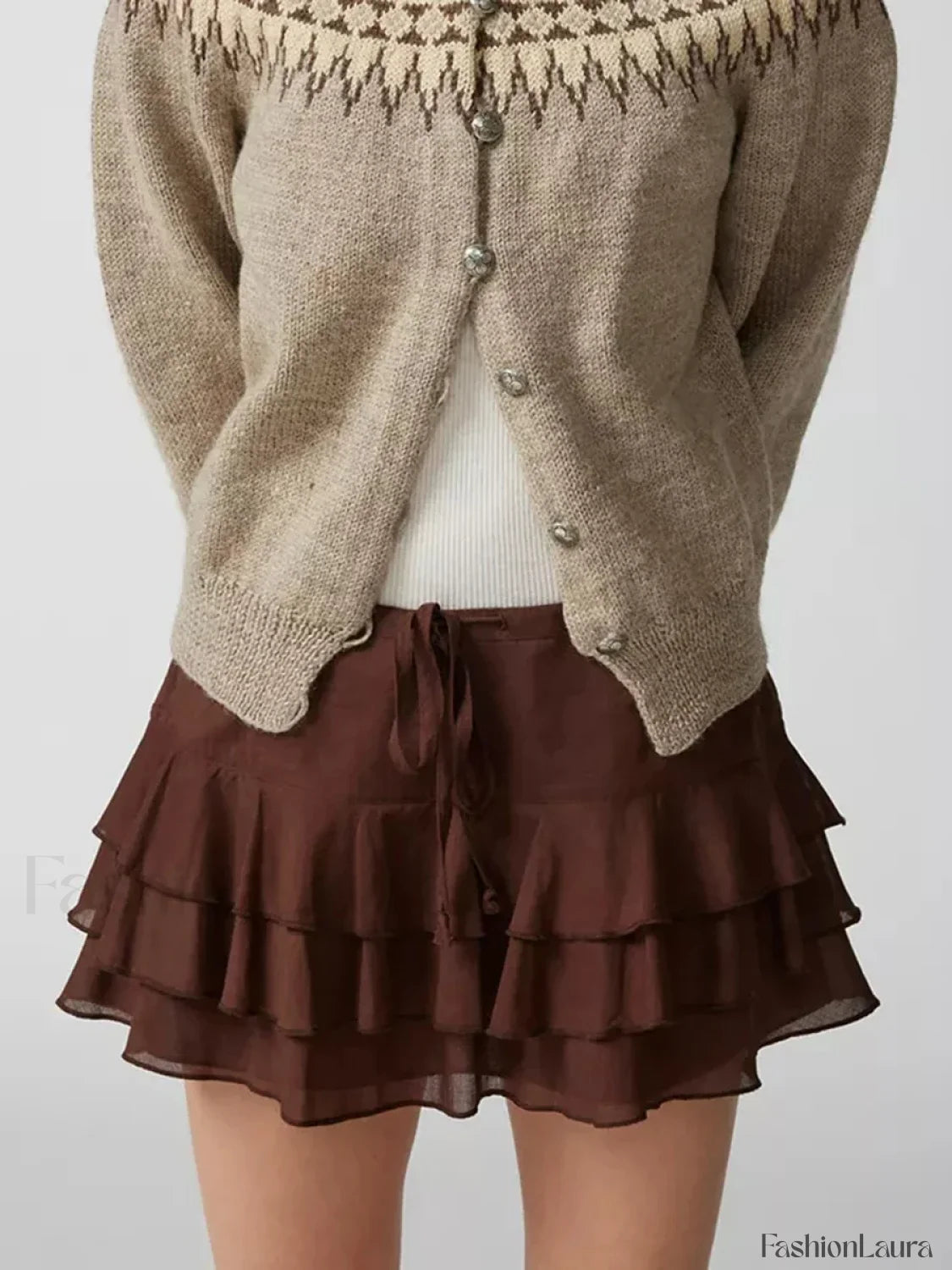 Tiered Ruffle Drawstring Mini Skirt