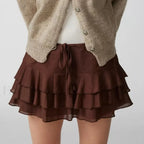 Tiered Ruffle Drawstring Skirt