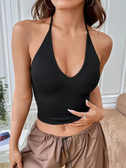 Tight Backless Navel Baring Halter Suspender Crop Top