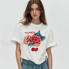 Tomato Vegetable Raccoon Meme Vintage T Shirt WHITE / XS