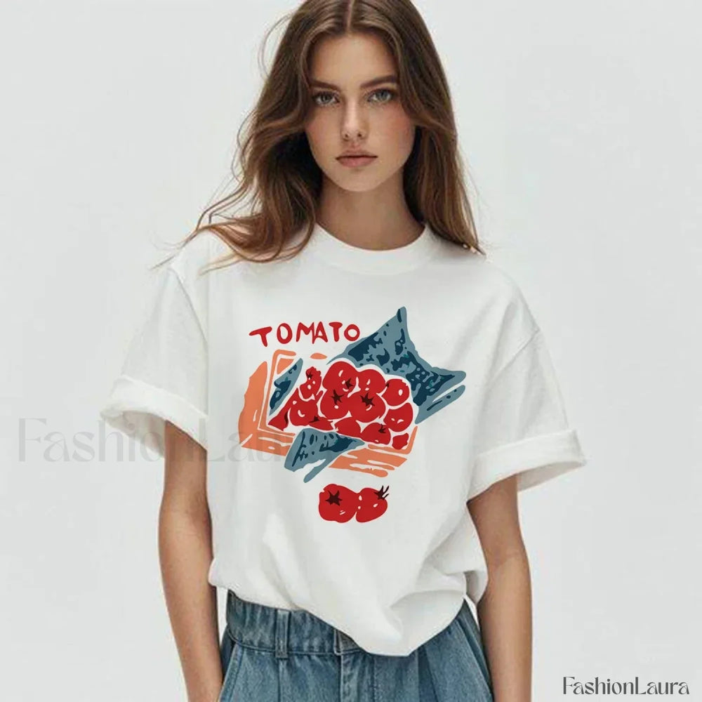 Tomato Vegetable Raccoon Meme Vintage T Shirt WHITE / XS