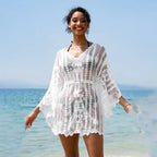 Transparent Lace Mini Dress Cover Up WHITE / One Size