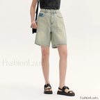 Trendy Bermuda Straight Leg Denim Street Style Short Yellow / XXS
