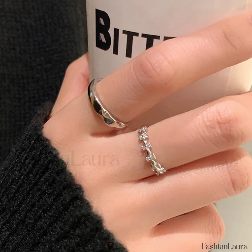 Trendy Fine Geometric Accessories Jewelry Ring resizable / Sliver