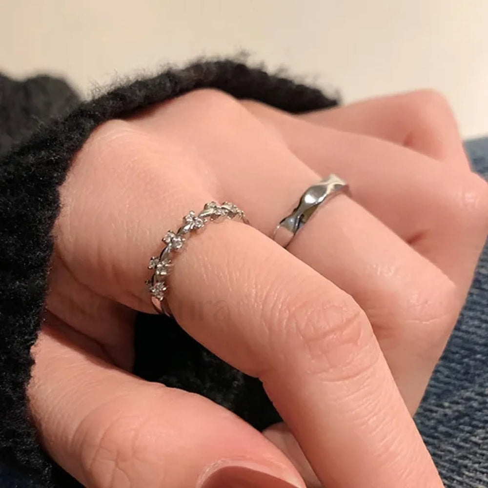 Trendy Fine Geometric Accessories Jewelry Ring resizable / Sliver