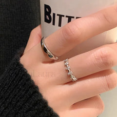 Trendy Fine Geometric Accessories Jewelry Ring resizable / Sliver