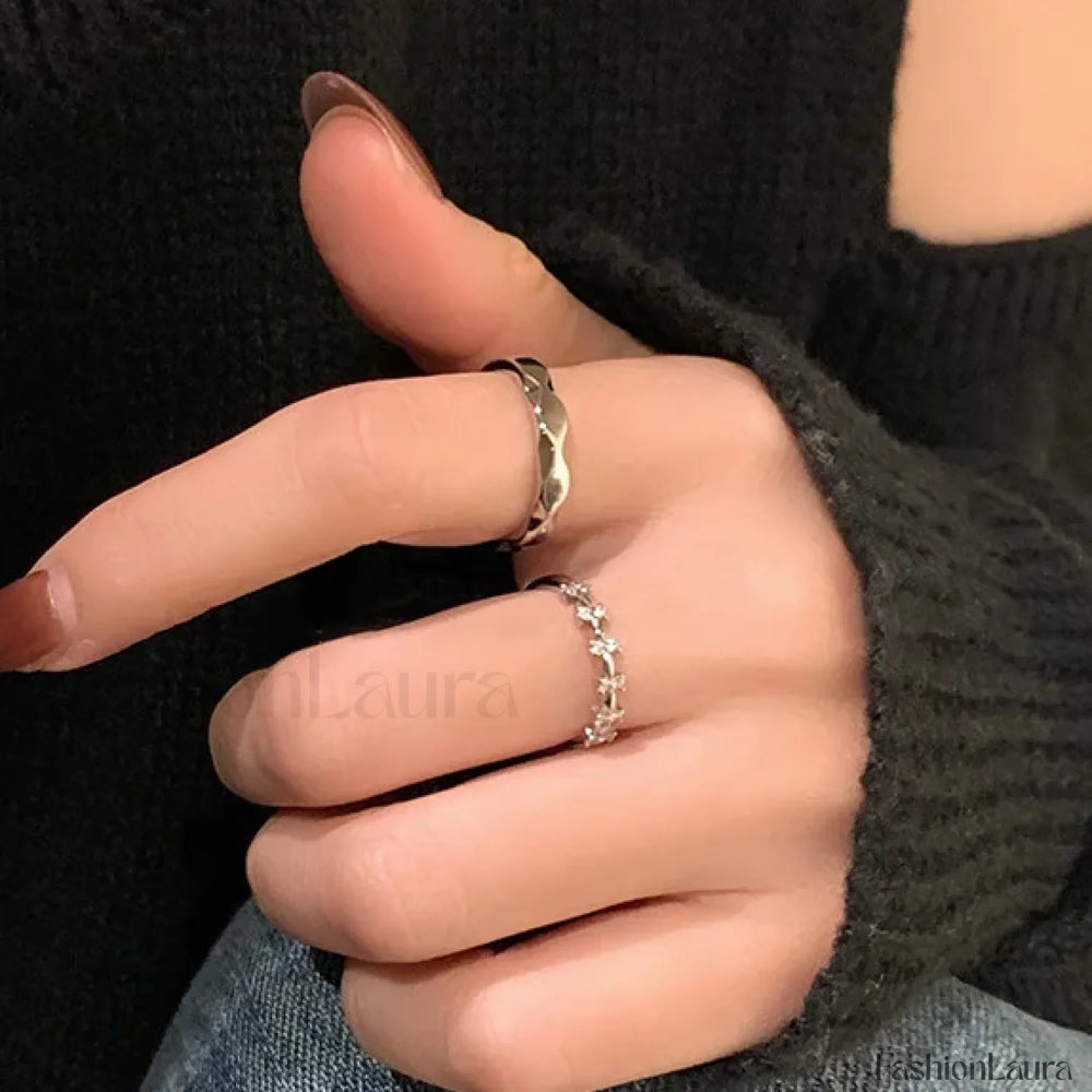 Trendy Fine Geometric Accessories Jewelry Ring resizable / Sliver