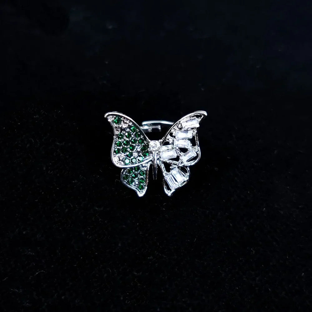 Trendy Shining Butterfly Crystal Acrylic Fashion Hand Accessories Jewelry Ring 11 / silver