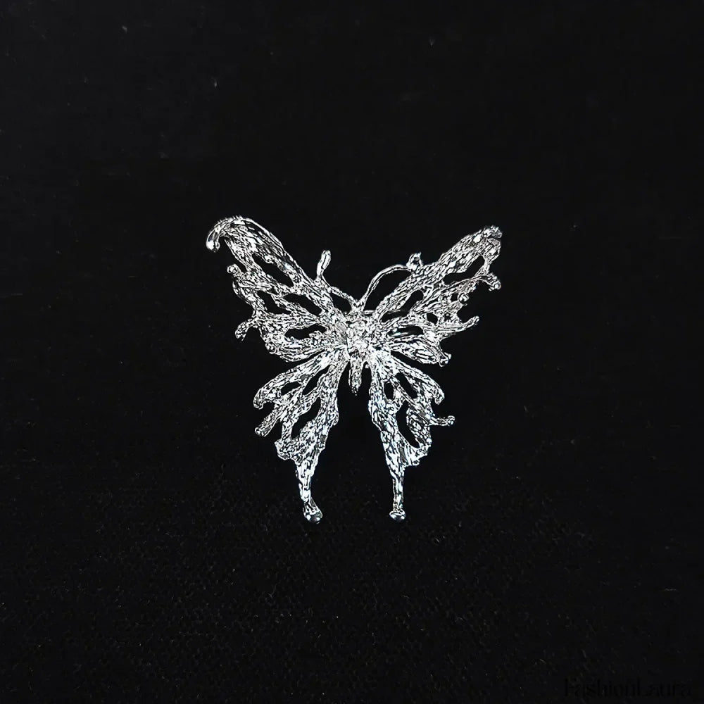 Trendy Shining Butterfly Crystal Acrylic Fashion Hand Accessories Jewelry Ring 13 / silver