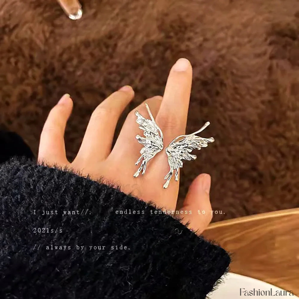 Trendy Shining Butterfly Crystal Acrylic Fashion Hand Accessories Jewelry Ring
