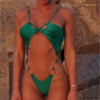 Trendy Stripe One Piece Bikini Set