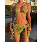 Triangle Top Cover Up Bikini Set green / S