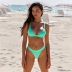 Triangle Top Solid Micro Bikini Set