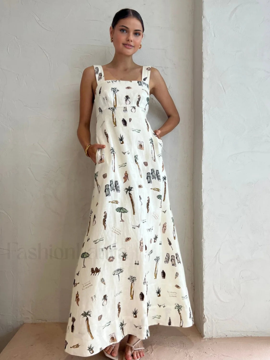 Tropical Print Knotted Long Dress Secondary image