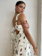 Tropical Print Knotted Long Dress Dresses