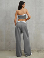 Tube Top Two Piece Contrast Waistband Pants Set Pant Sets
