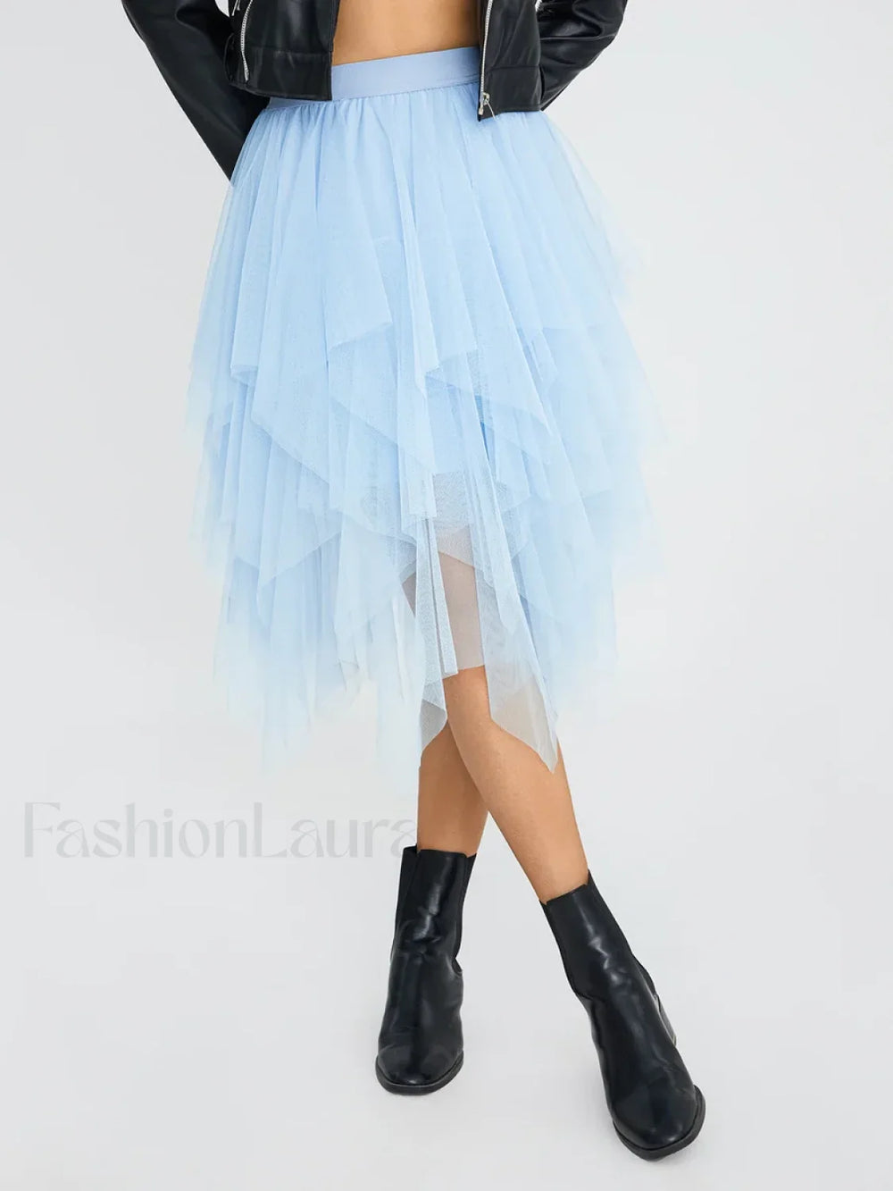 Tulle Multi Layer Mesh Skirt Blue / S