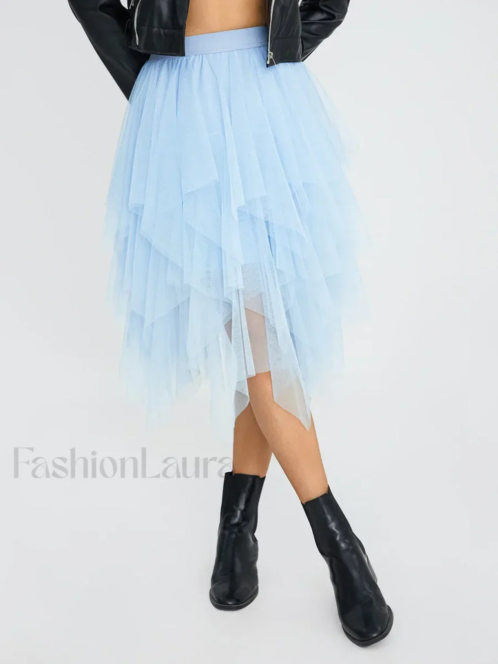 Tulle Multi Layer Mesh Skirt Blue / S