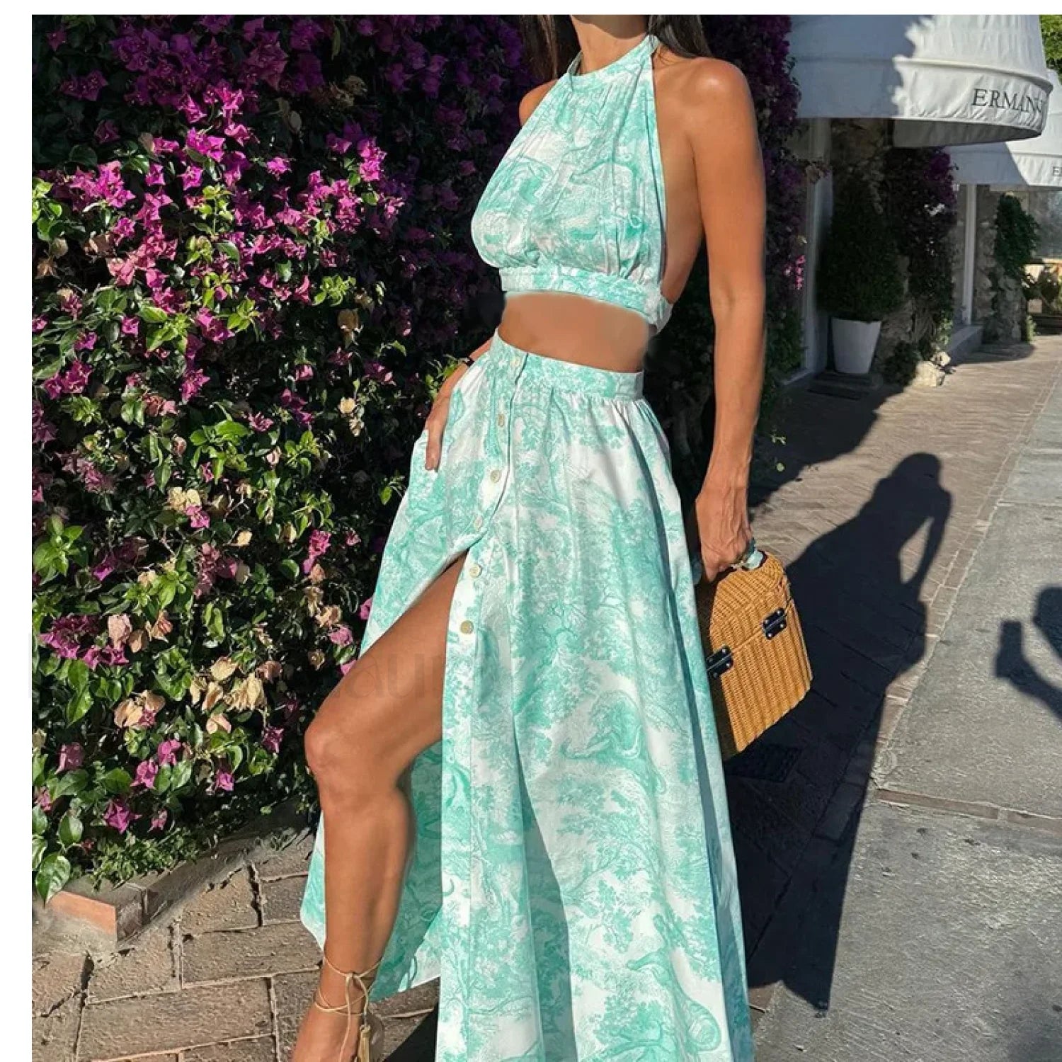 Two Piece Halter Floral Dress Main image
