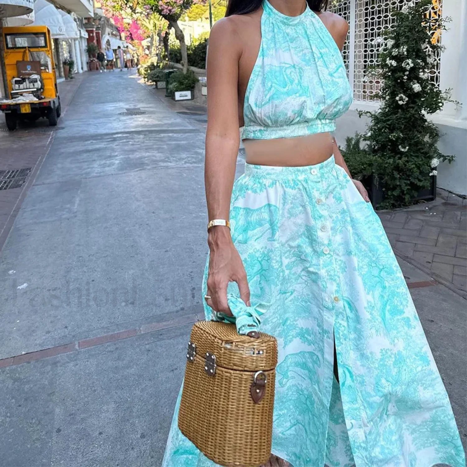 Two-Piece Halter Floral Dress Secondary image