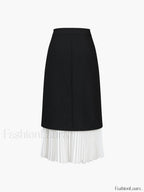 Two Tone Pleated Long Skirt Skirts