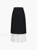 Two Tone Pleated Long Skirt Skirts