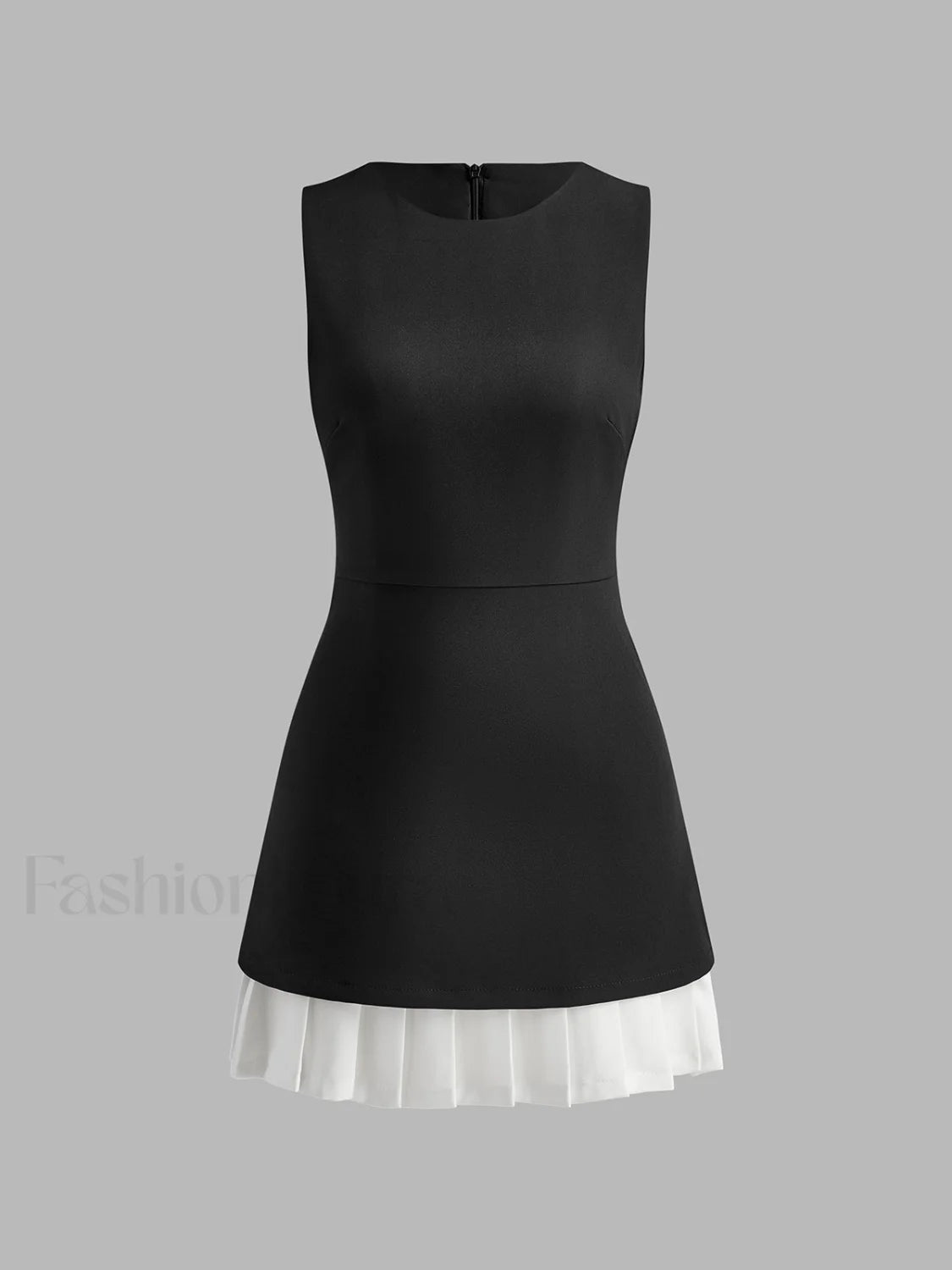 Two-Tone Sleeveless Pleated Short Dress Secondary image