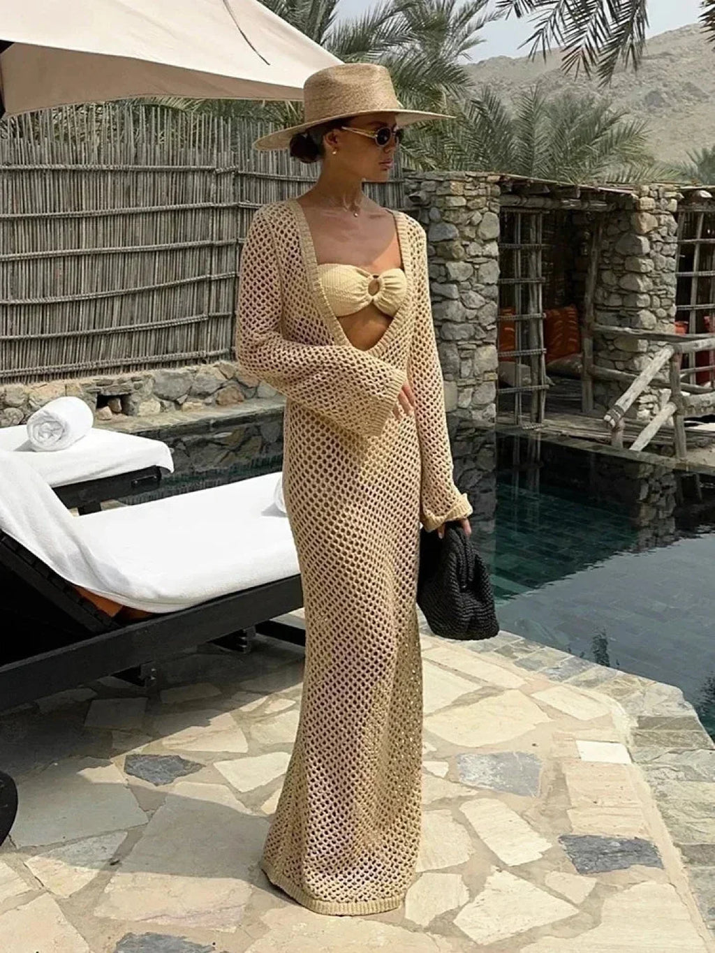 U Neck Bell Sleeve Cover Up