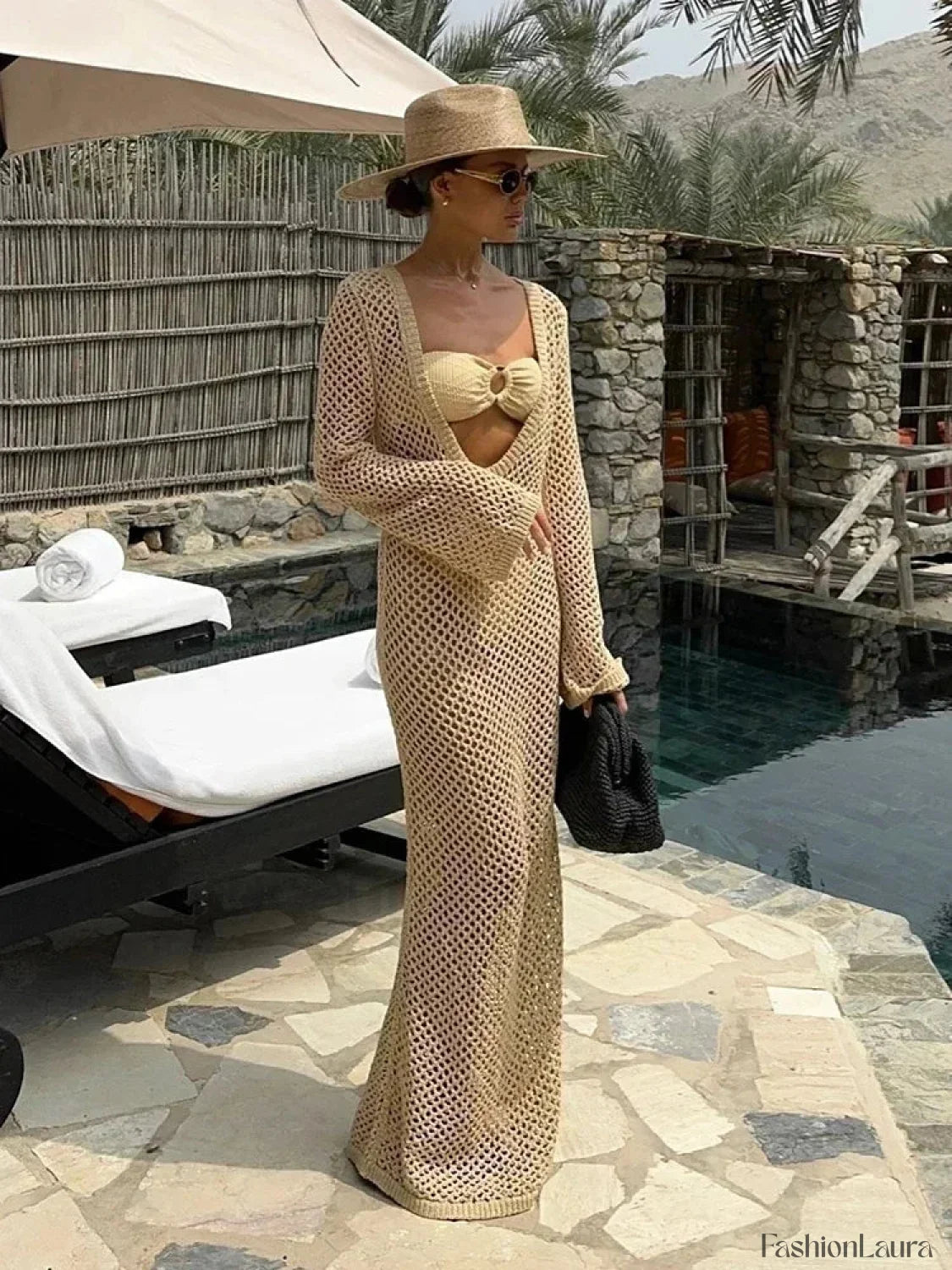 U Neck Bell Sleeve Cover Up