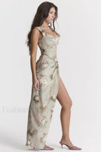 Una Vintage Floral Corset Graceful + Maxi Skirt Set