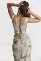 Una Vintage Floral Corset Graceful + Maxi Skirt Set