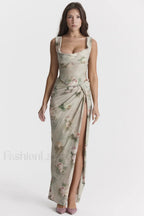 Una Vintage Floral Corset Graceful + Maxi Skirt Set XS / Floral