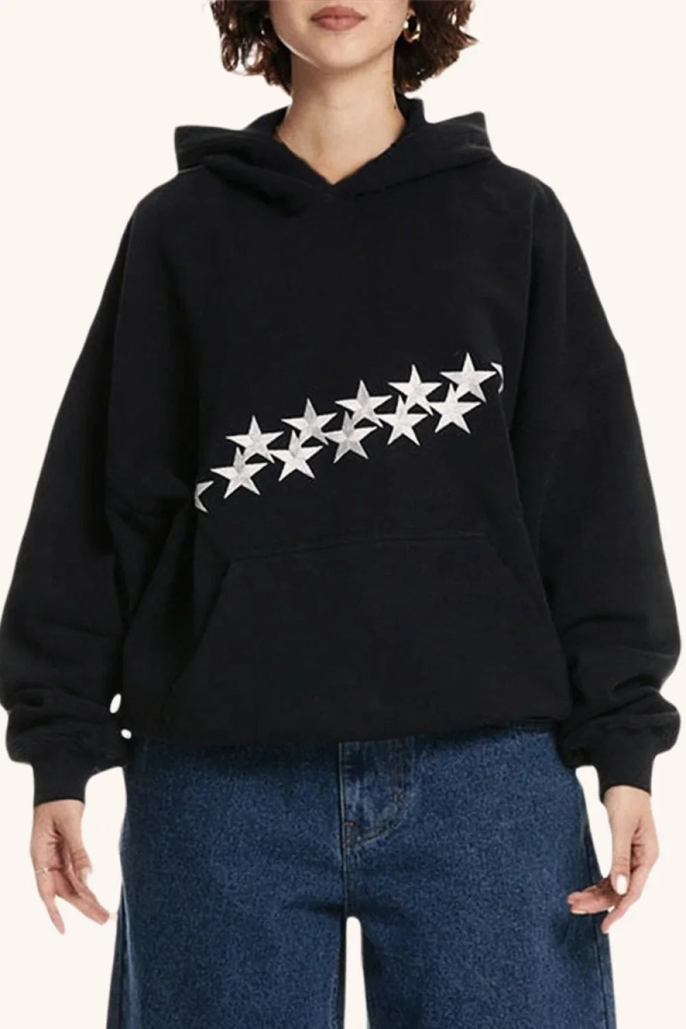 Unisex Star Print Hooded Hoodie