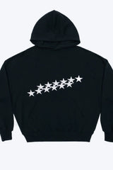 Unisex Star Print Hooded Hoodie Black / M