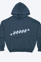 Unisex Star Print Hooded Hoodie Navy blue / M
