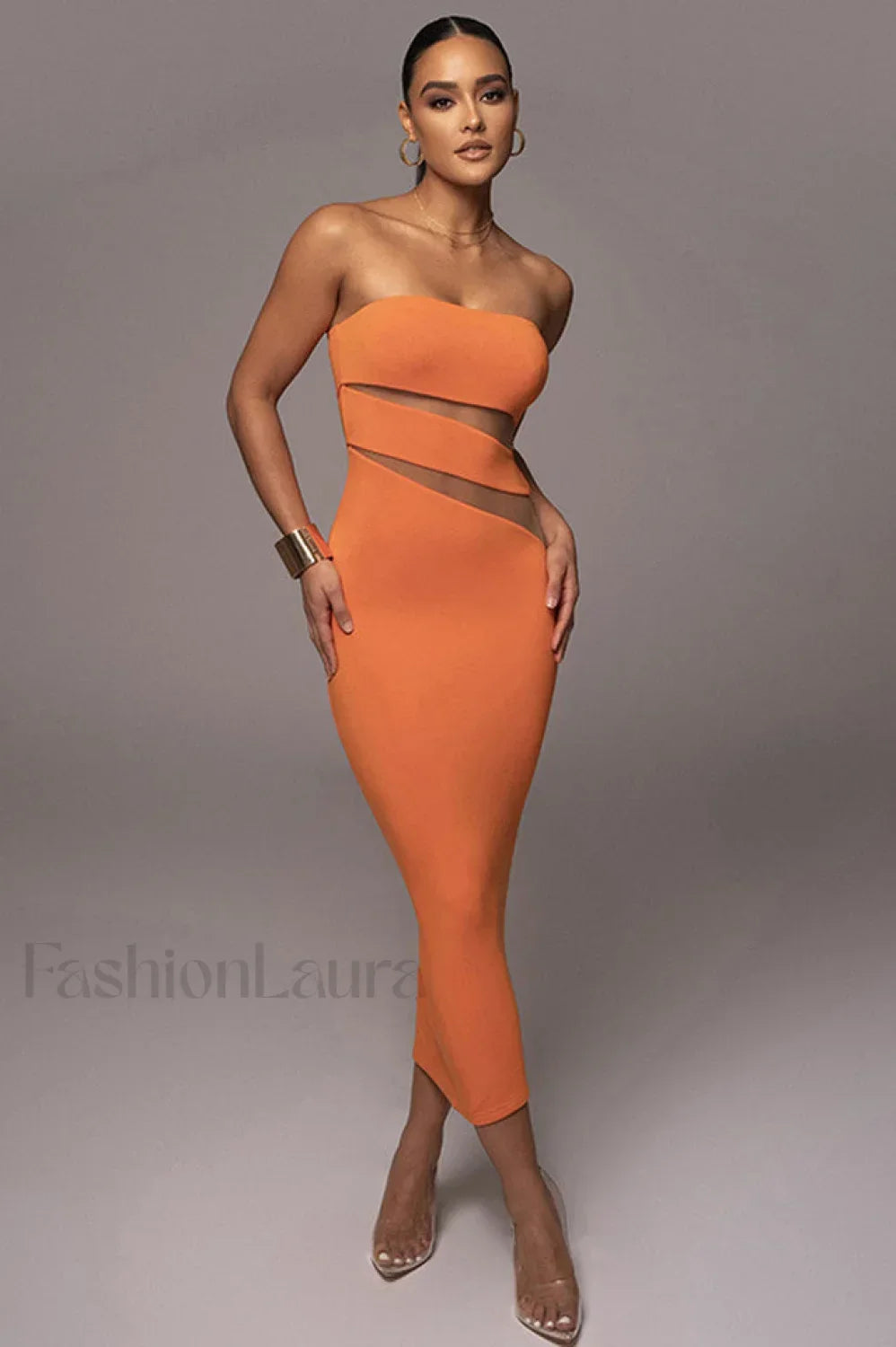 Unpredictable Elegant Midi Dress S / Orange Main image