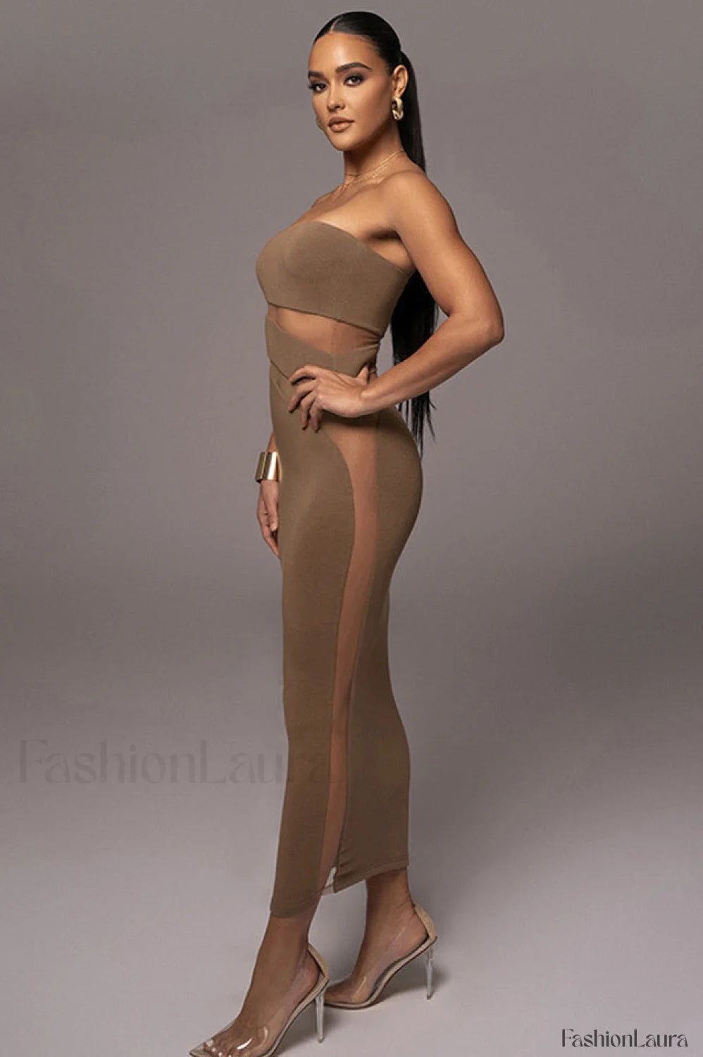 Unpredictable Elegant Midi Dress S / Pecan