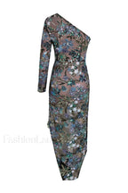 Uriela Sequin Stylish Embroidered Asymmetric Dress