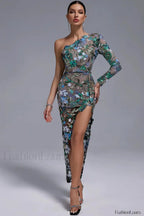 Uriela Sequin Stylish Embroidered Asymmetric Dress