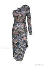 Uriela Sequin Stylish Embroidered Asymmetric Dress S / Multi Color