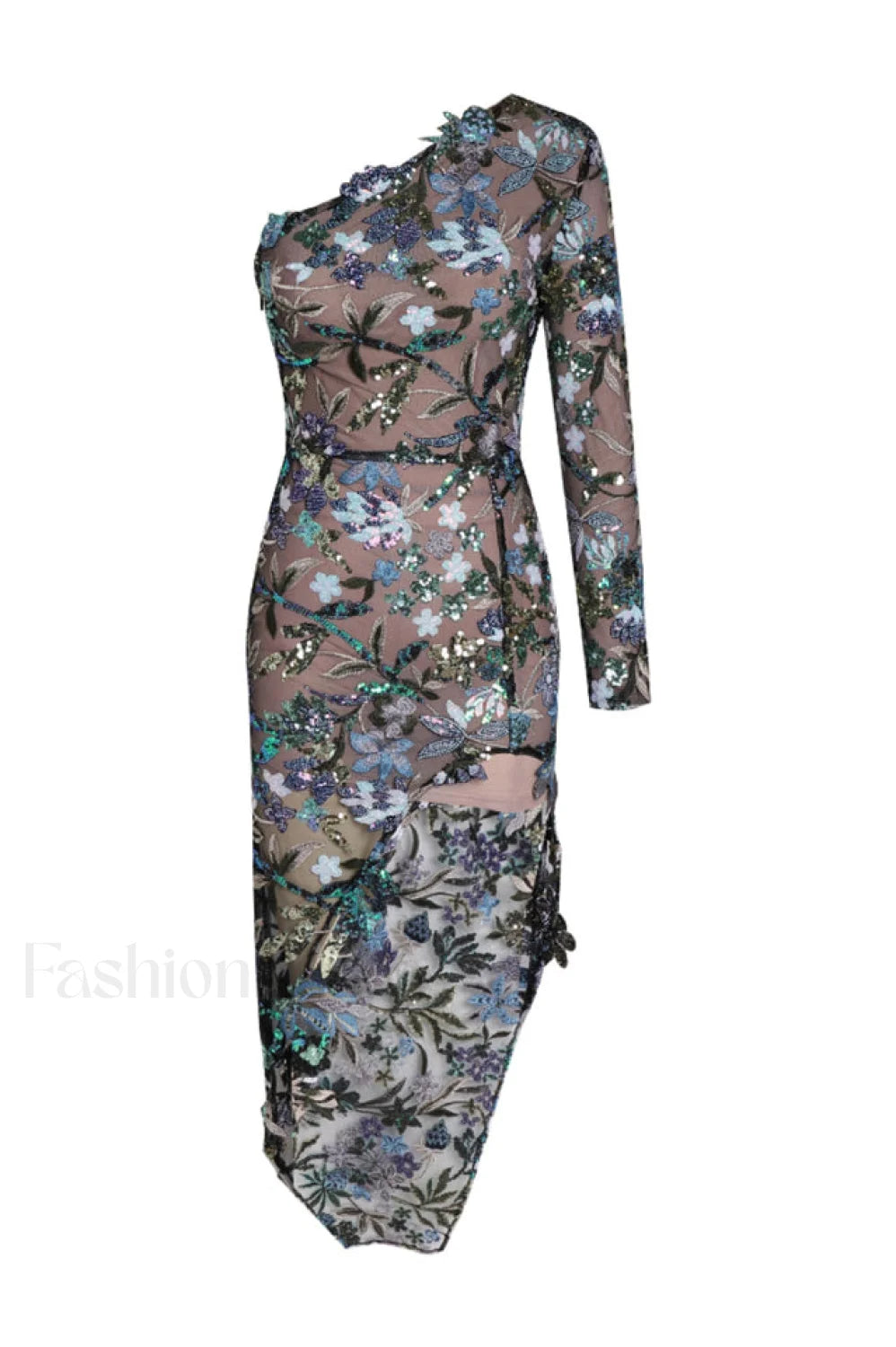 Uriela Sequin Stylish Embroidered Asymmetric Dress S / Multi Color