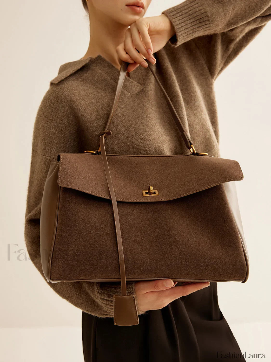 Utility Large Capacity Flap Shoulder Bag Brown / One Size Bag Main image