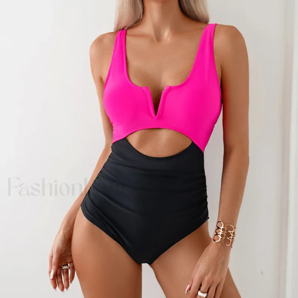 V Cut Bandeau High Leg One Piece