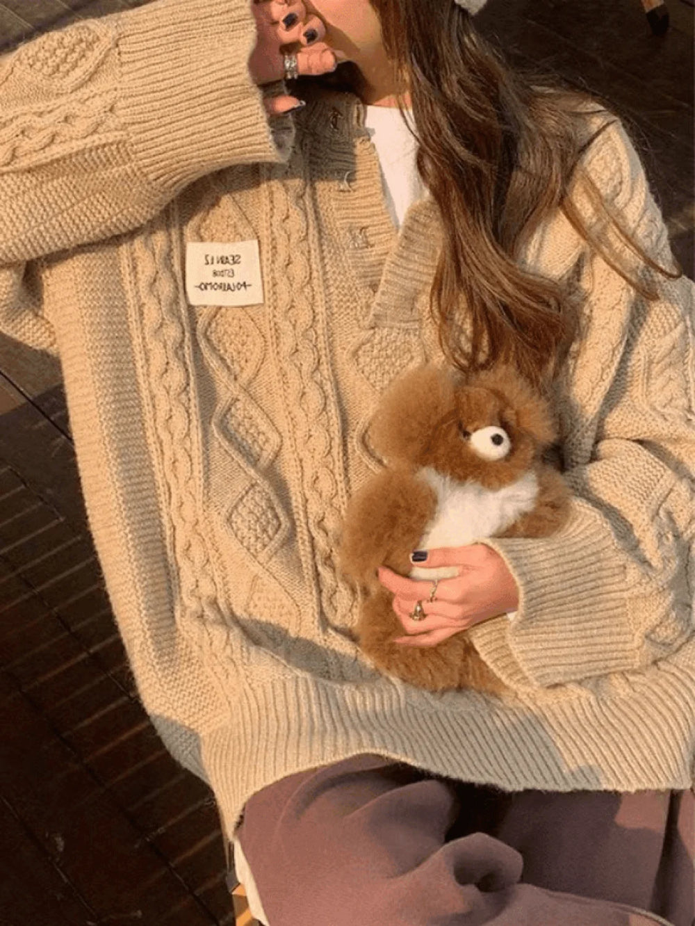 V Neck Cable Knit Sweater Sweaters