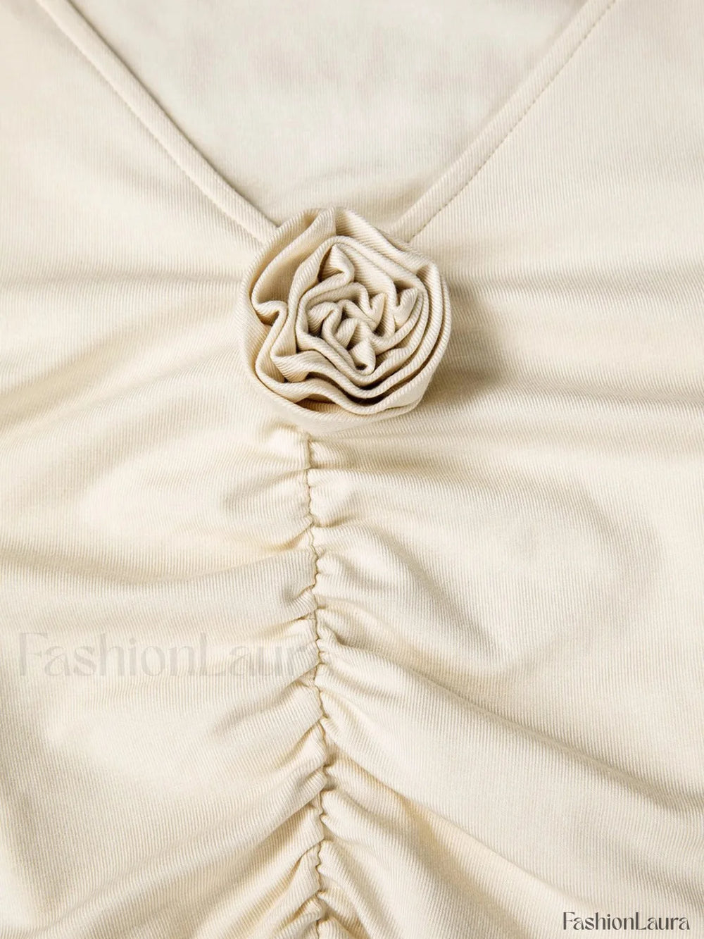 V neck Draped Floral Detail Modern Blouse with Matching Scarf Blouses